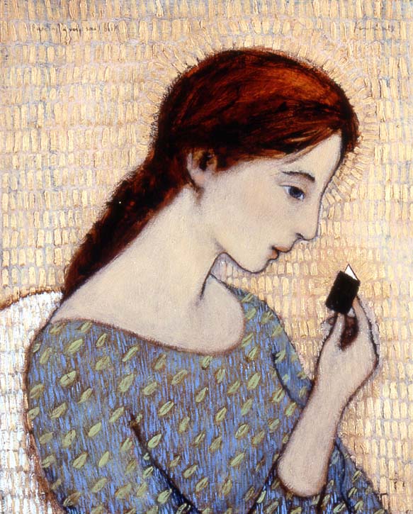Reading a very small book - giclee