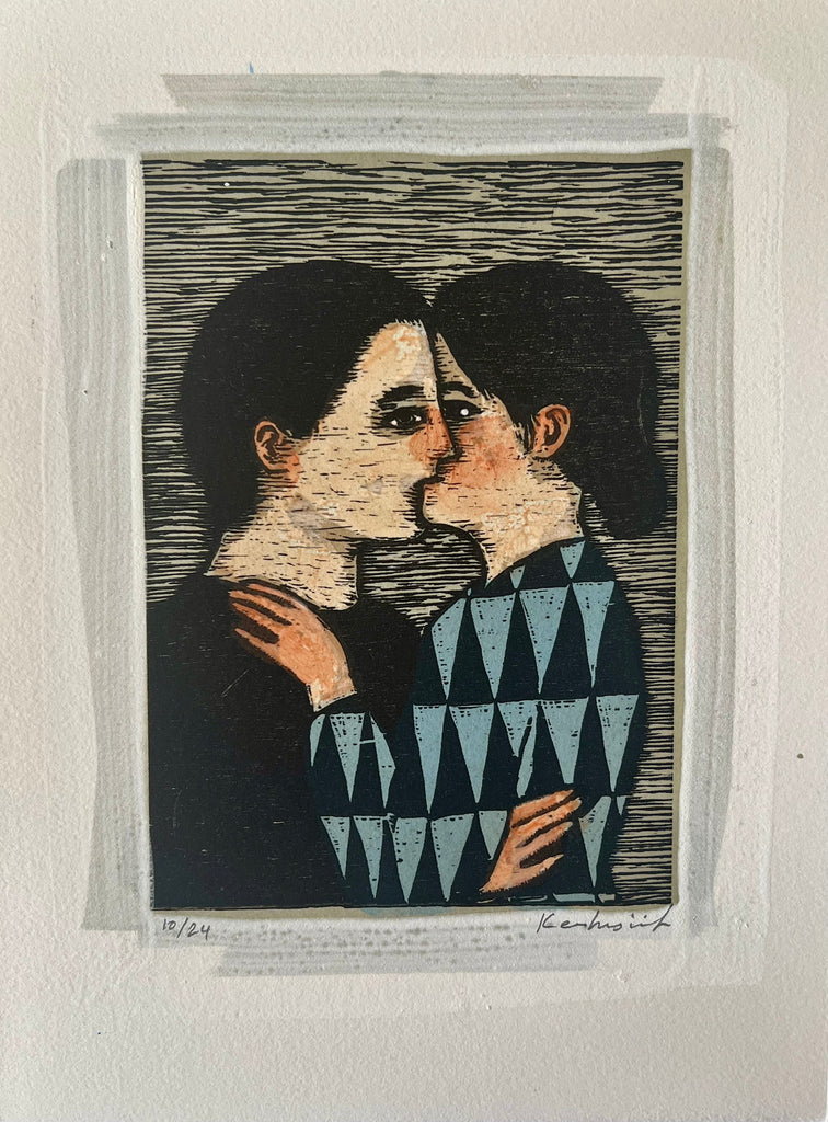 "untitled" lovers - woodcut