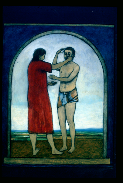 Christ healing a blind man - poster